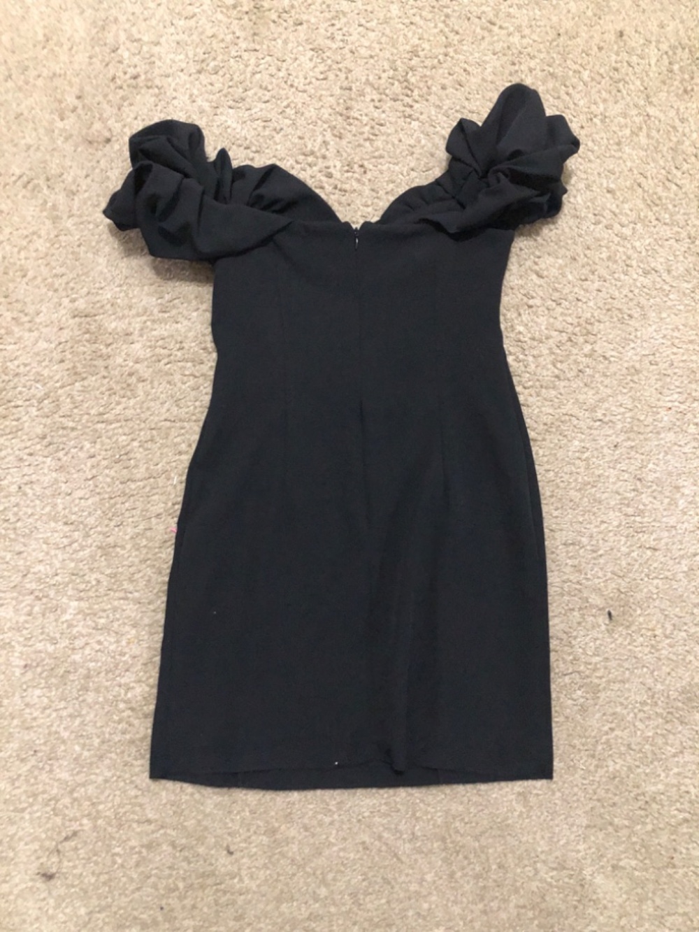 Zara Black Strapless Dress with Ruffle Detail Size Smalll - Picture 3 of 5